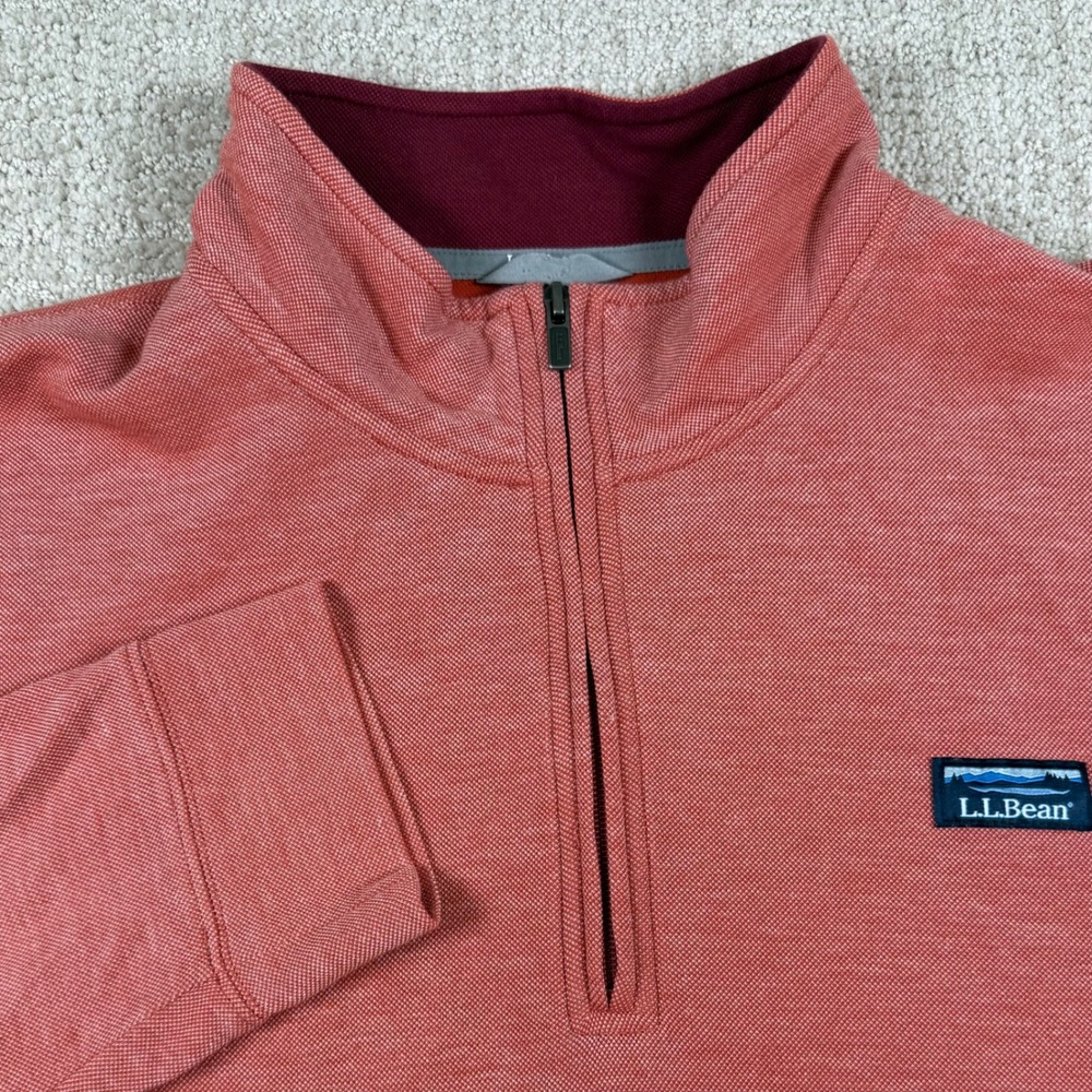 LL Bean Mens XL Salmon Traditional Fit 1/4 Zip Pullover Sweater 513021